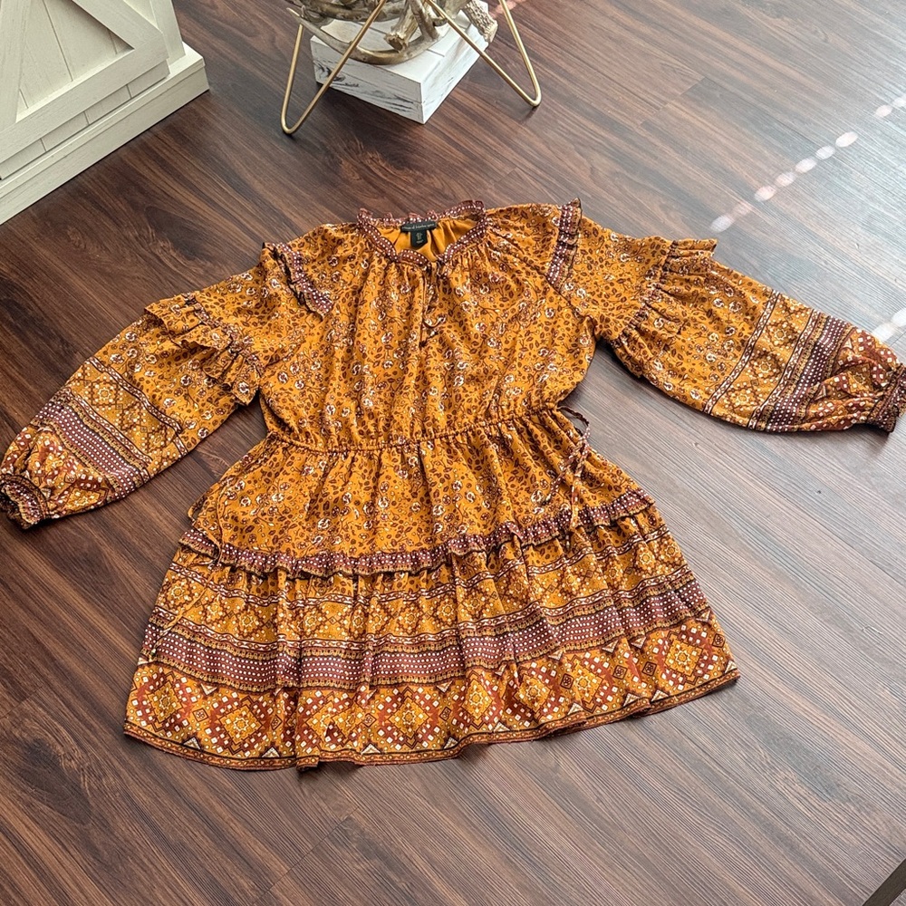 House of Harlow 1960 Orange and Brown Mini Dress